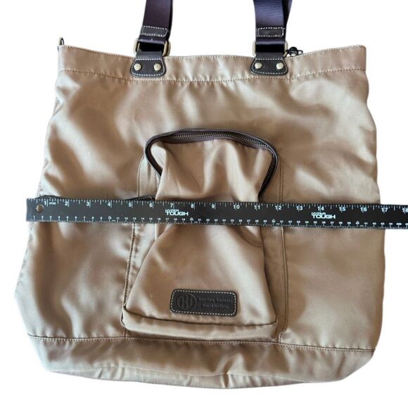 Hayden Harnett- Green Nylon & Leather Handle Flight Tote Bag Carry On Weekender - Picture 9 of 10